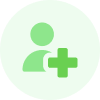 Un avatar verde y un icono con el signo «+»